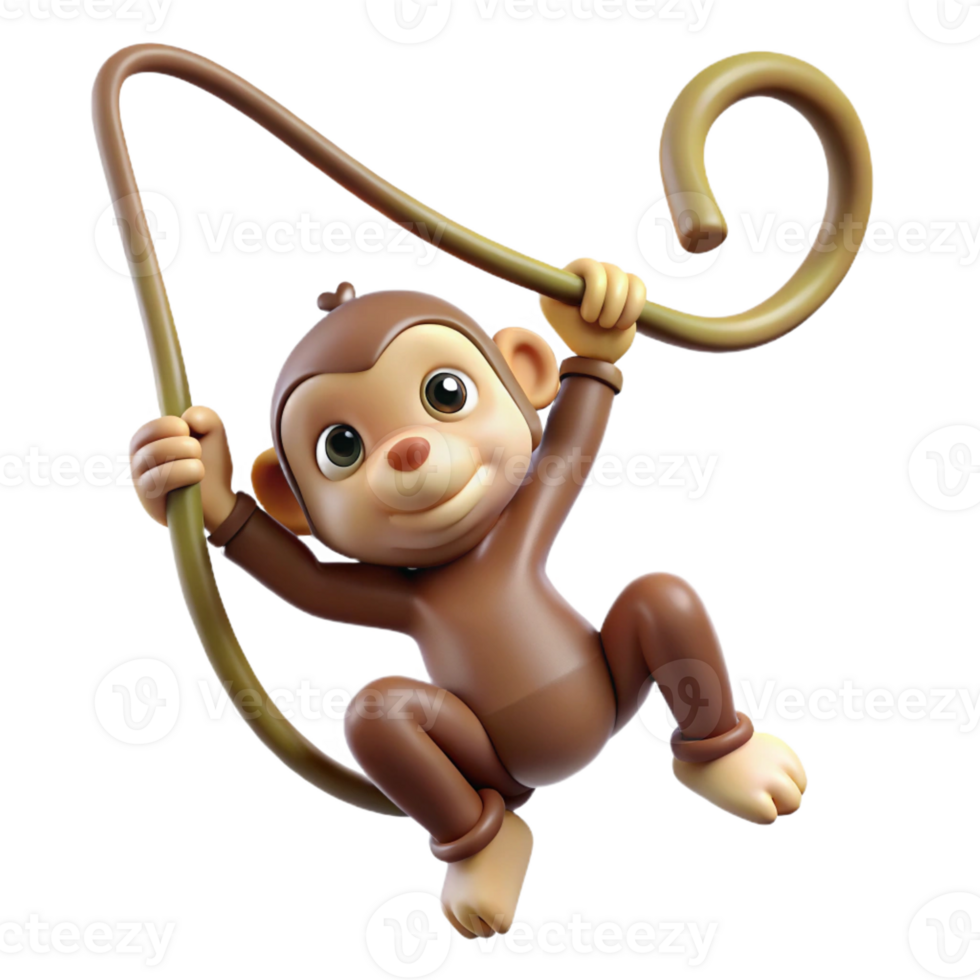 dramatic minimalist A Playful Monkey Swinging from a Vine J premium png