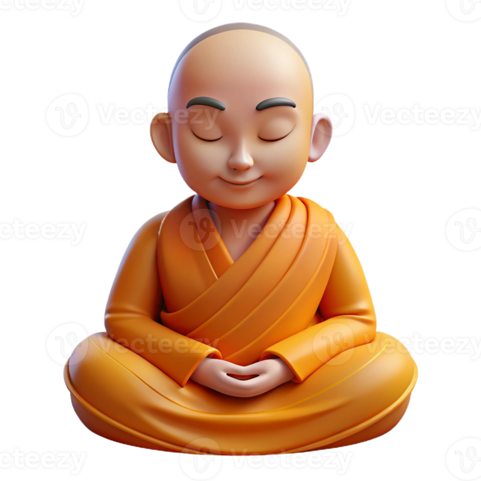 elegant rustic Portrait of a Serene Buddhist Monk Medi premium png