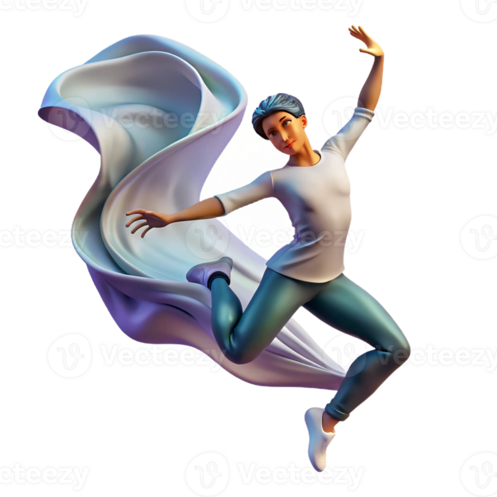 impressive creative Portrait of a Dancer in Mid Leap with Flo genuine png
