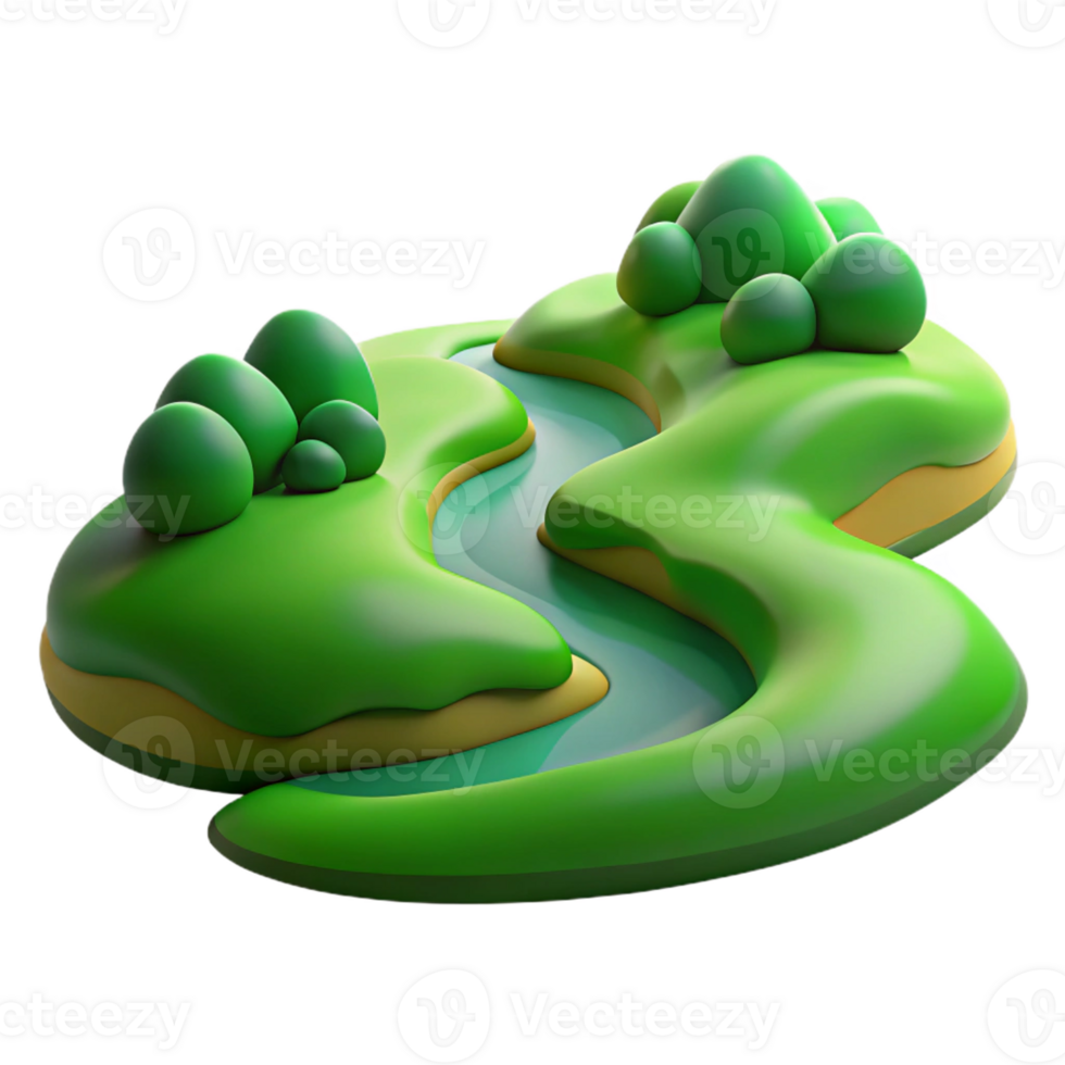 vibrant rustic A Winding River Flowing Through a Green Va genuine png