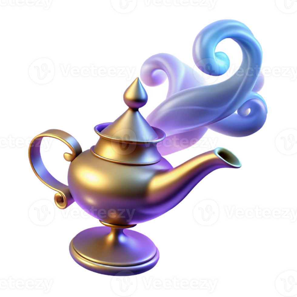 stunning traditional A Powerful Djinn Emerging from a Magic Lam professional png