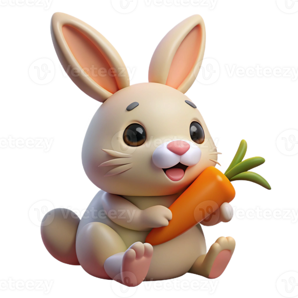 extraordinary abstract A Fluffy Bunny Rabbit Nibbling on a Carrot original png