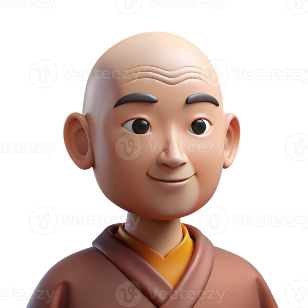 dramatic classic Portrait of a Serene Monk with a Shaved H high quality png
