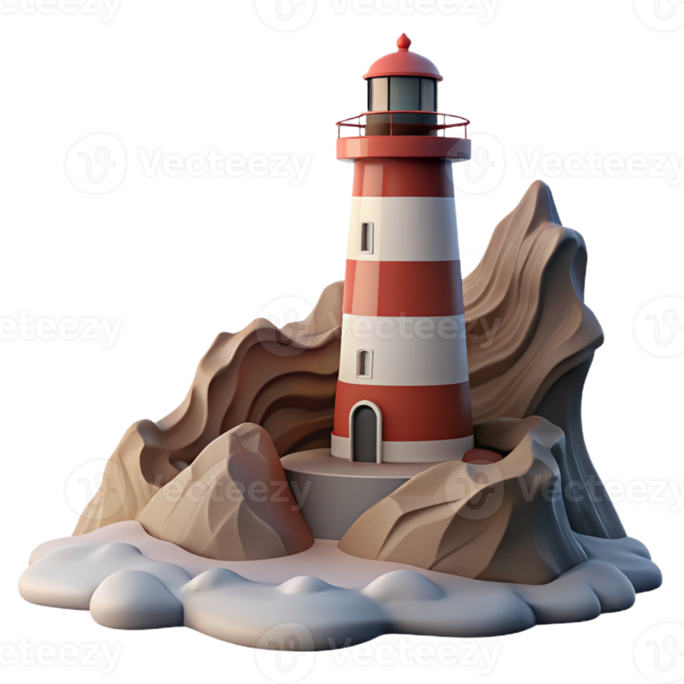 elegant classic Lighthouse on a Rocky Cliff genuine png