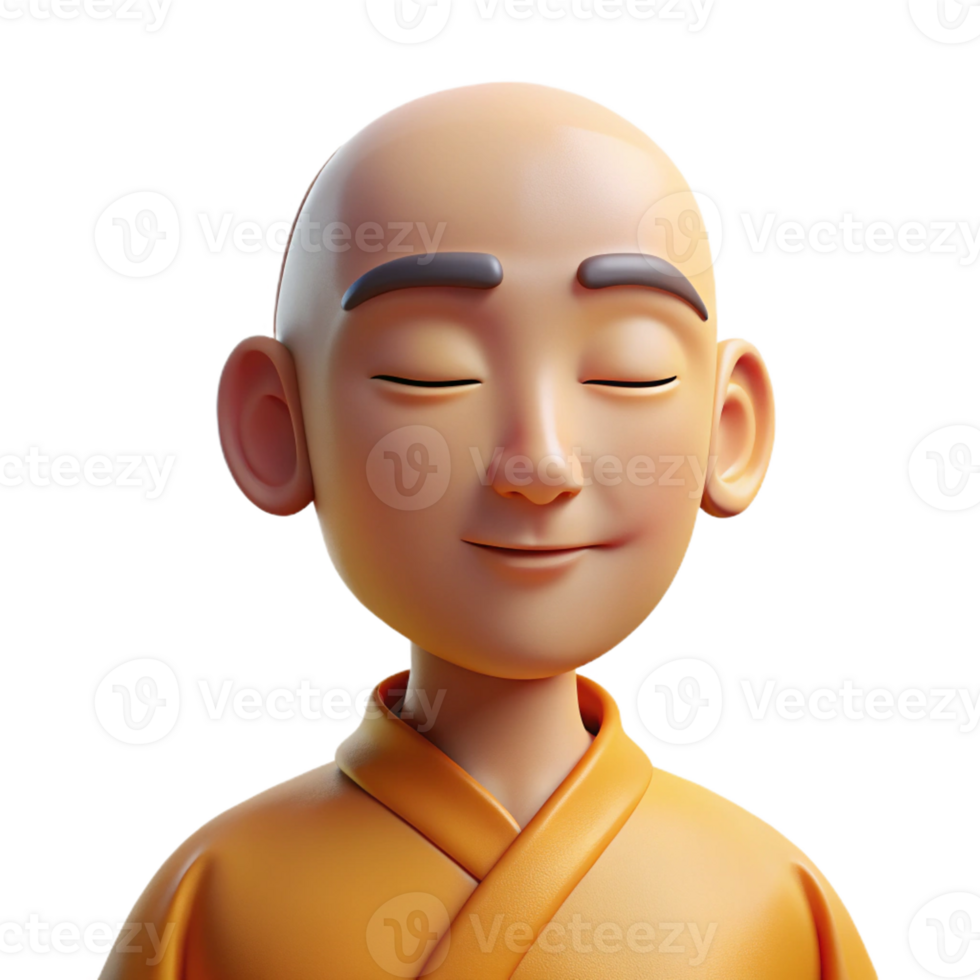 wonderful vintage Portrait of a Serene Monk with a Peaceful premium png
