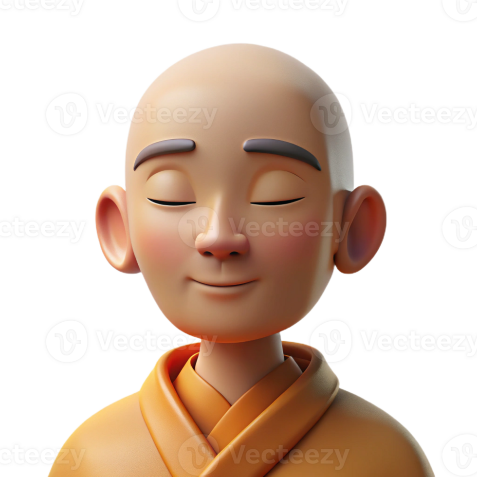 stunning abstract Portrait of a Serene Monk with a Peaceful authentic png
