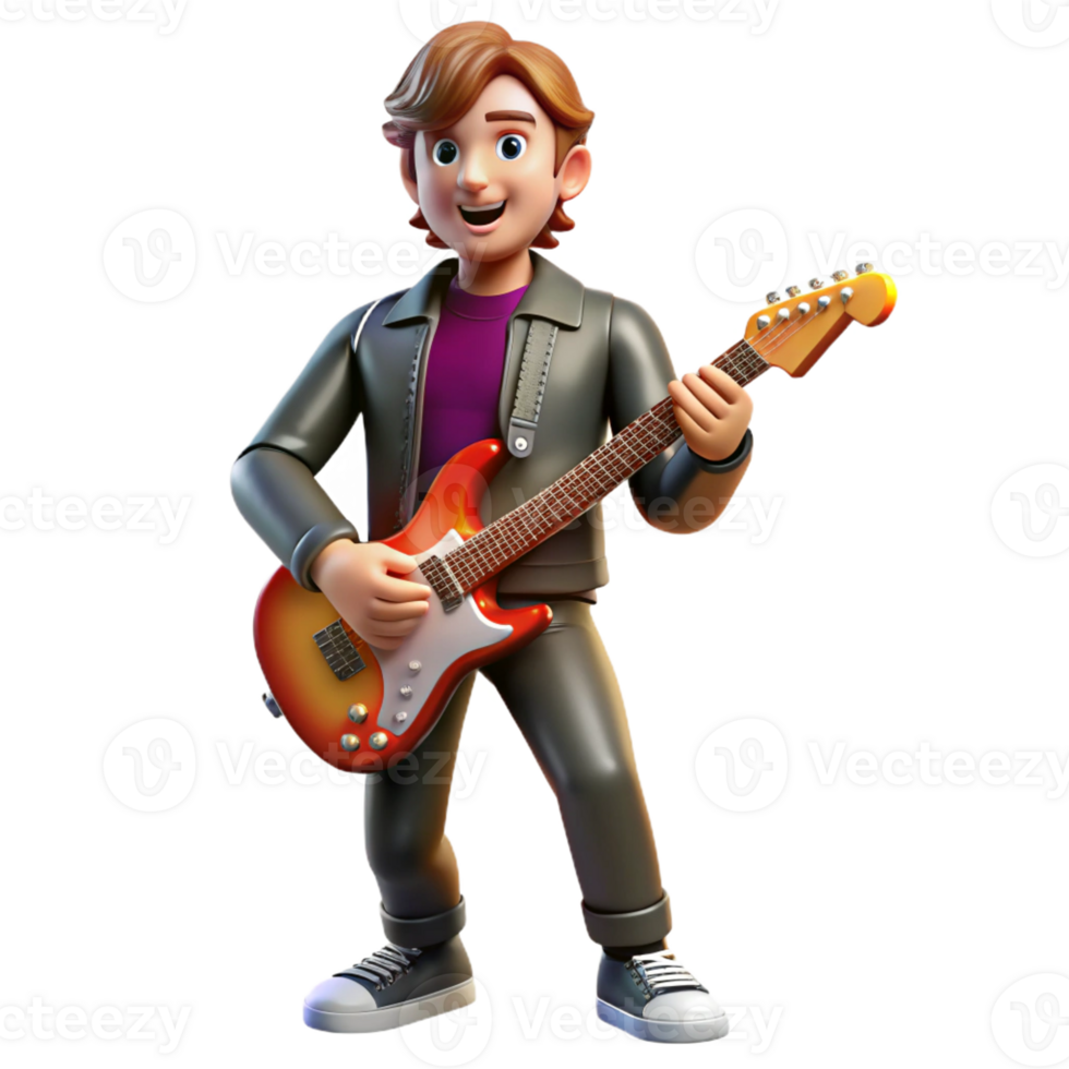 vibrant minimalist Portrait of a Charismatic Rockstar with El png