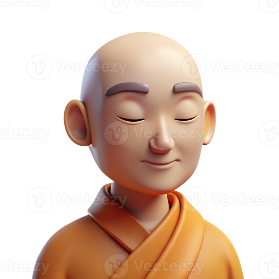 dramatic rustic Portrait of a Serene Monk with a Peaceful exclusive png
