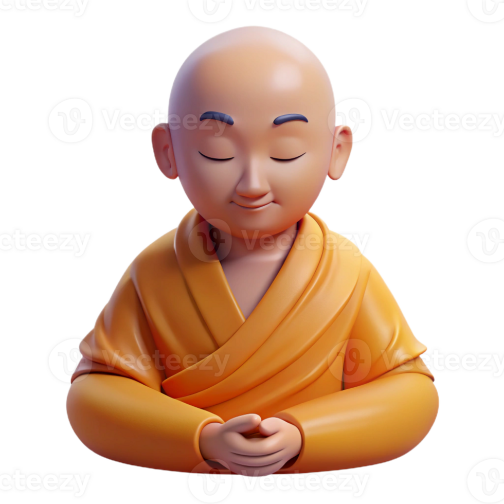 serene abstract Portrait of a Serene Buddhist Monk Medi premium png