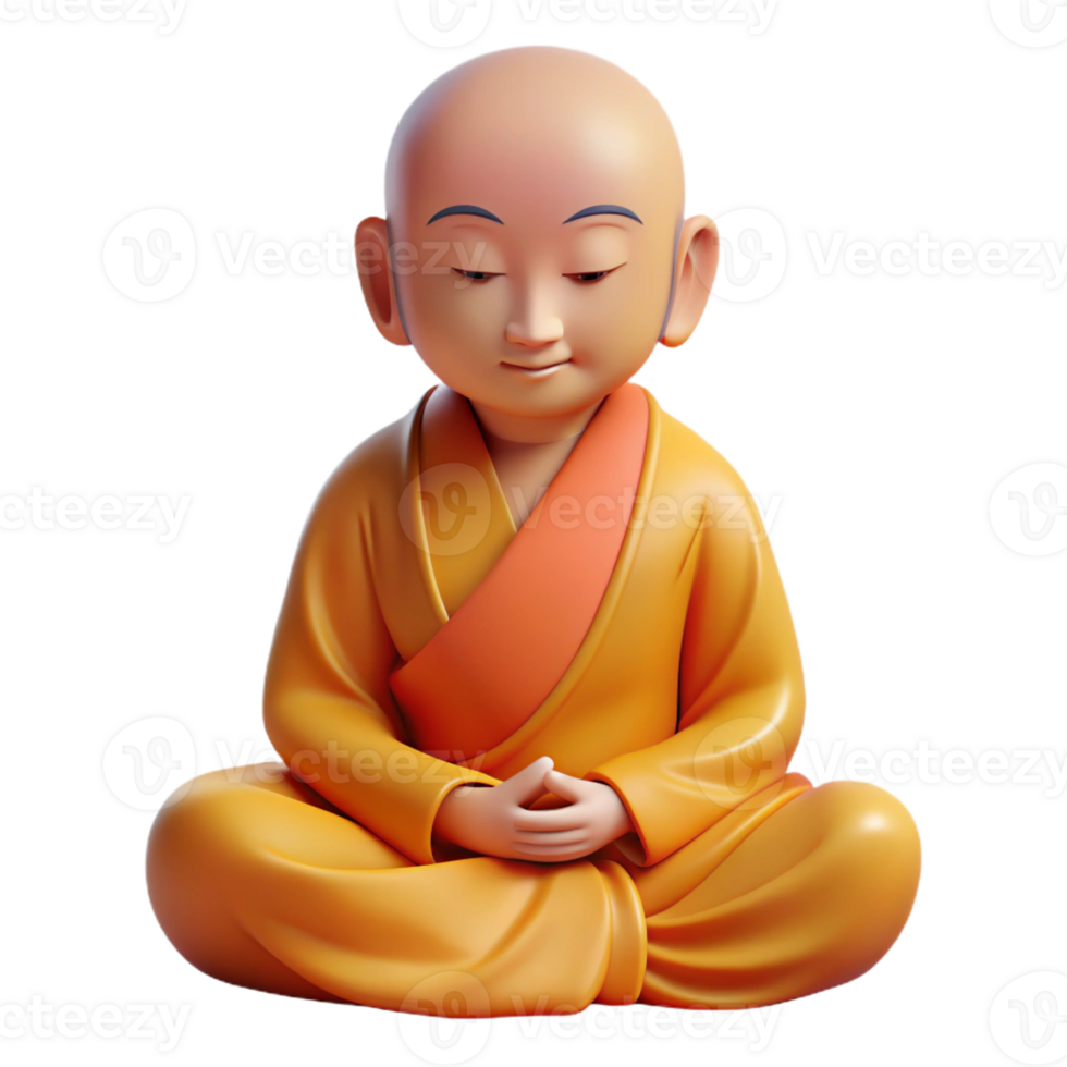 vibrant classic Portrait of a Serene Buddhist Monk Medi professional png