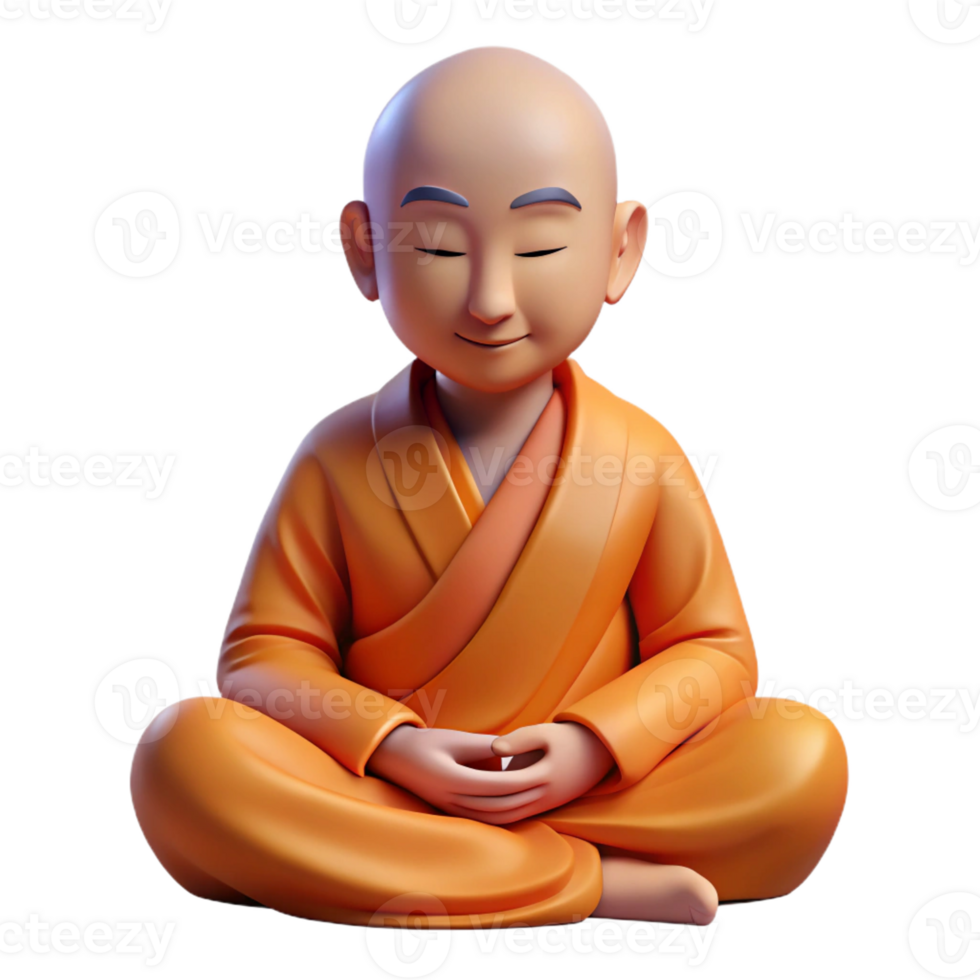 beautiful artistic Portrait of a Serene Buddhist Monk Medi high quality png