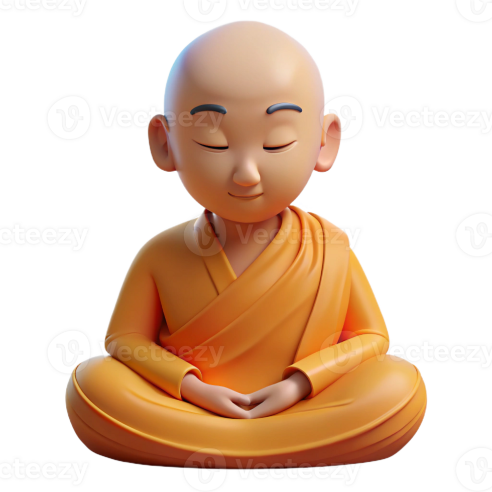 dramatic abstract Portrait of a Serene Buddhist Monk Medi high quality png