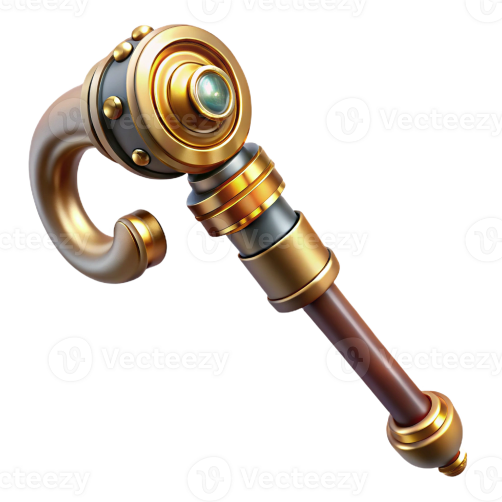 beautiful minimalist A Steampunk Cane Brass Handle and Concea high resolution png