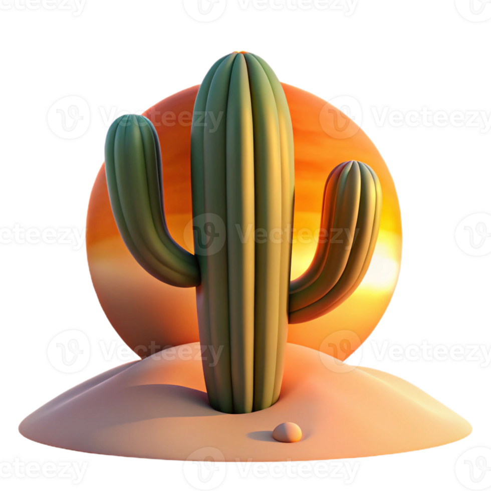 stunning modern Desert Cactus at Sunset premium png