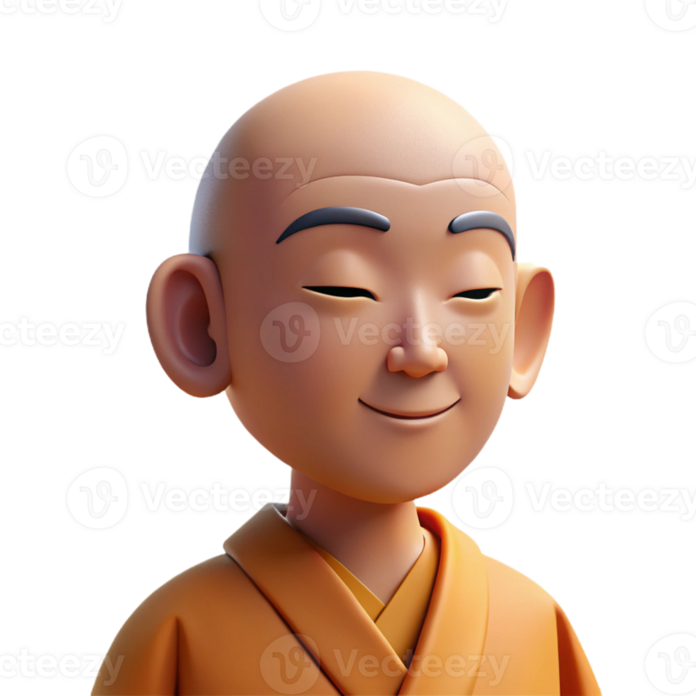 wonderful contemporary Portrait of a Serene Monk with a Peaceful original png