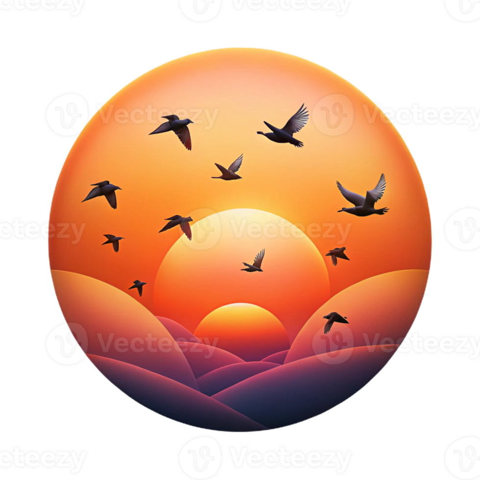 wonderful rustic A Flock of Birds Silhouetted Against A high resolution png