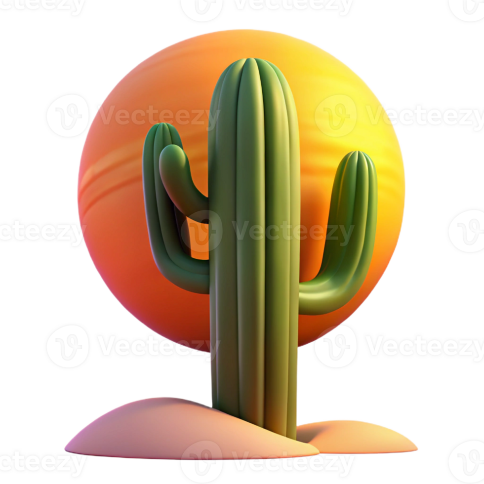 serene creative A Desert Cactus at Sunset Warm Hues And premium png