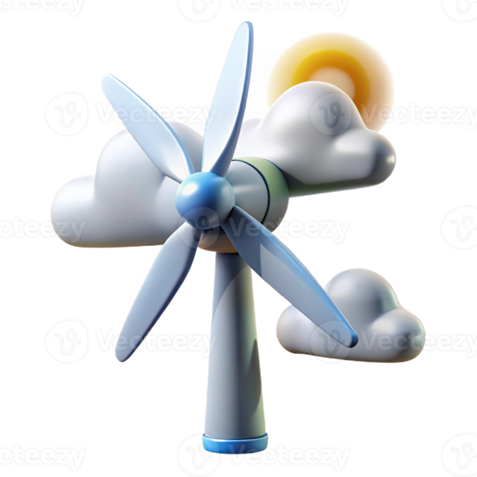 vibrant classic A Wind Turbine Generating Electricity Dy detailed png