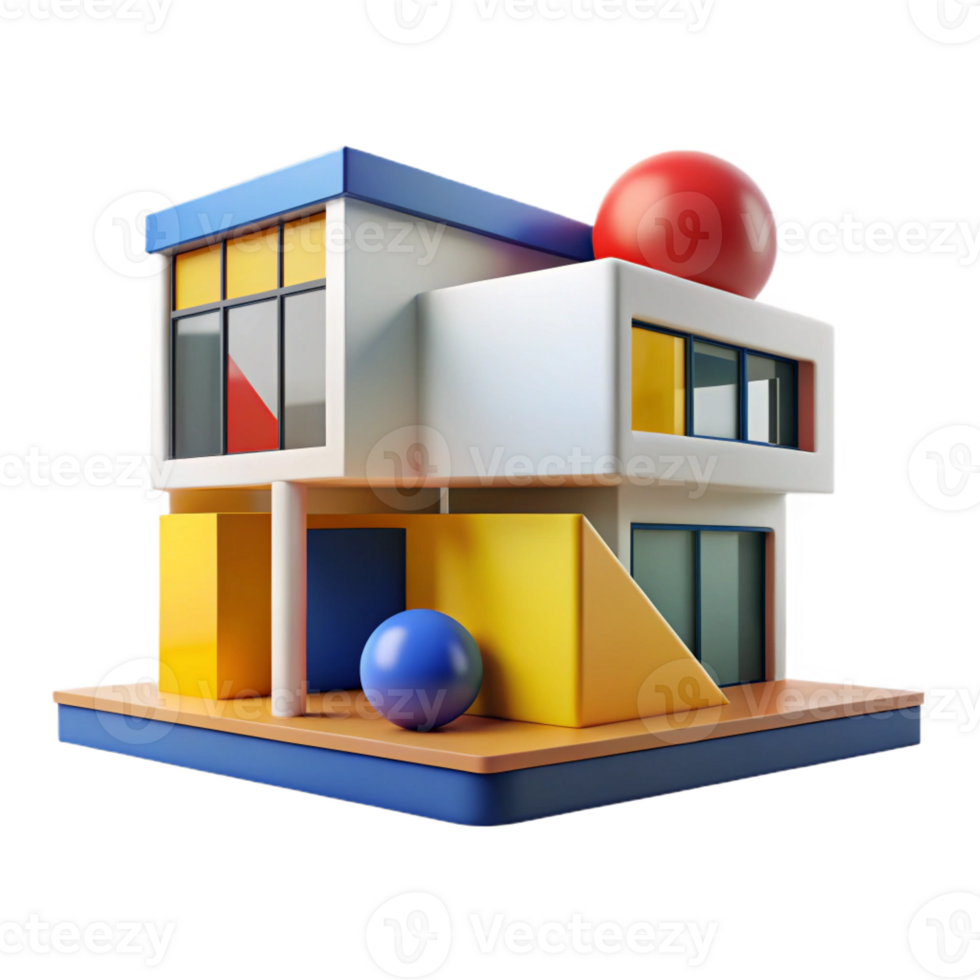 serene creative A Bauhaus Inspired House Geometric Shapes original png