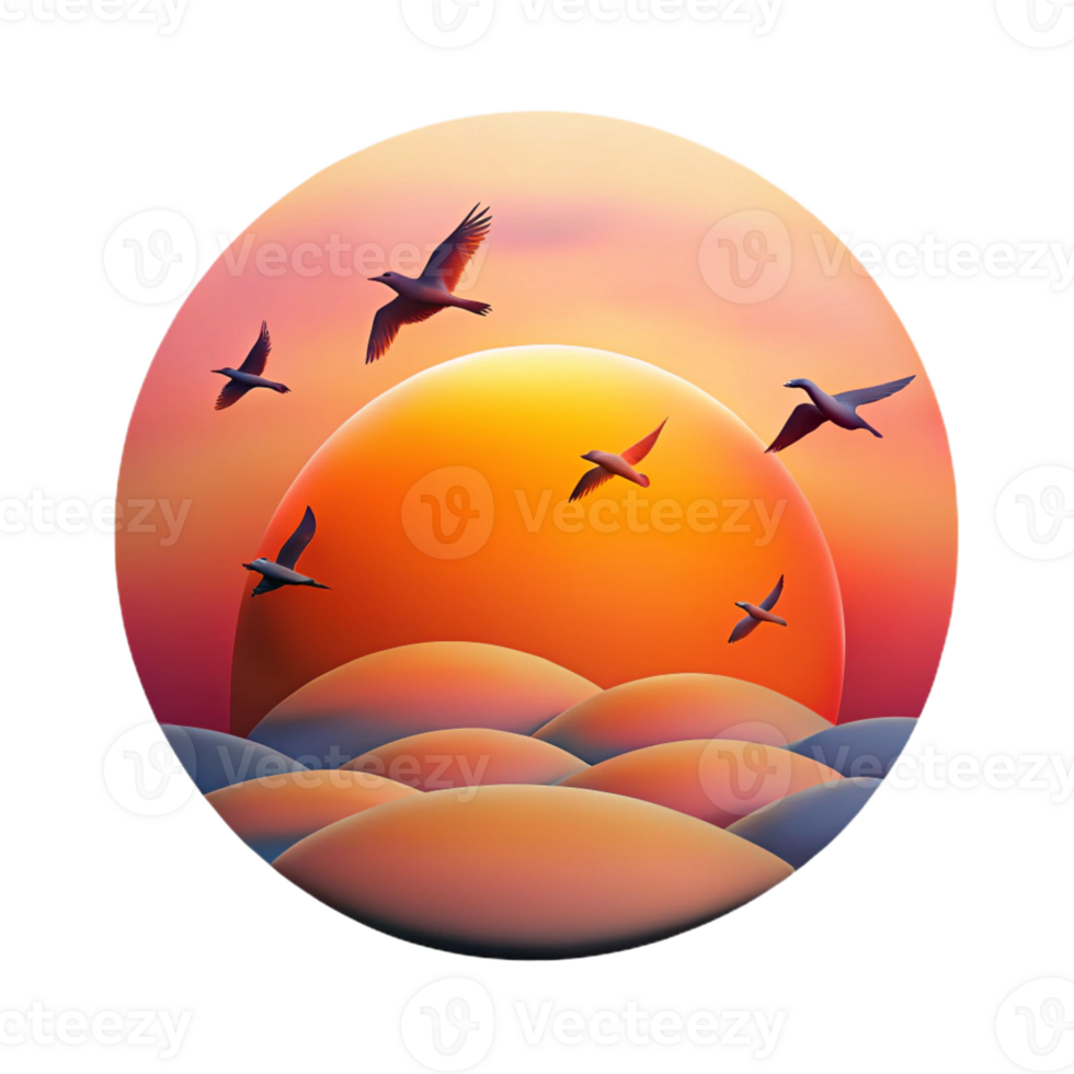 extraordinary creative A Flock of Birds Silhouetted Against A 4K png