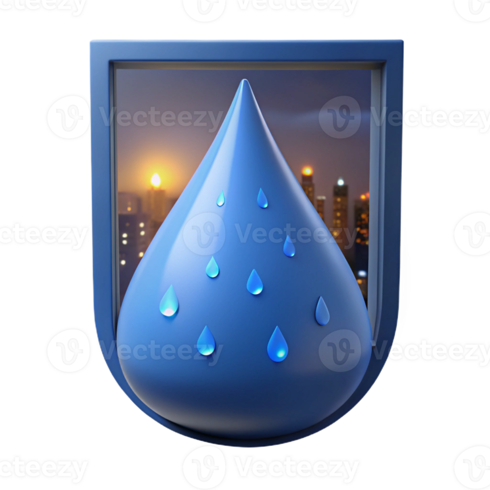 serene creative A Single Perfectly Formed Raindrop on a W detailed png
