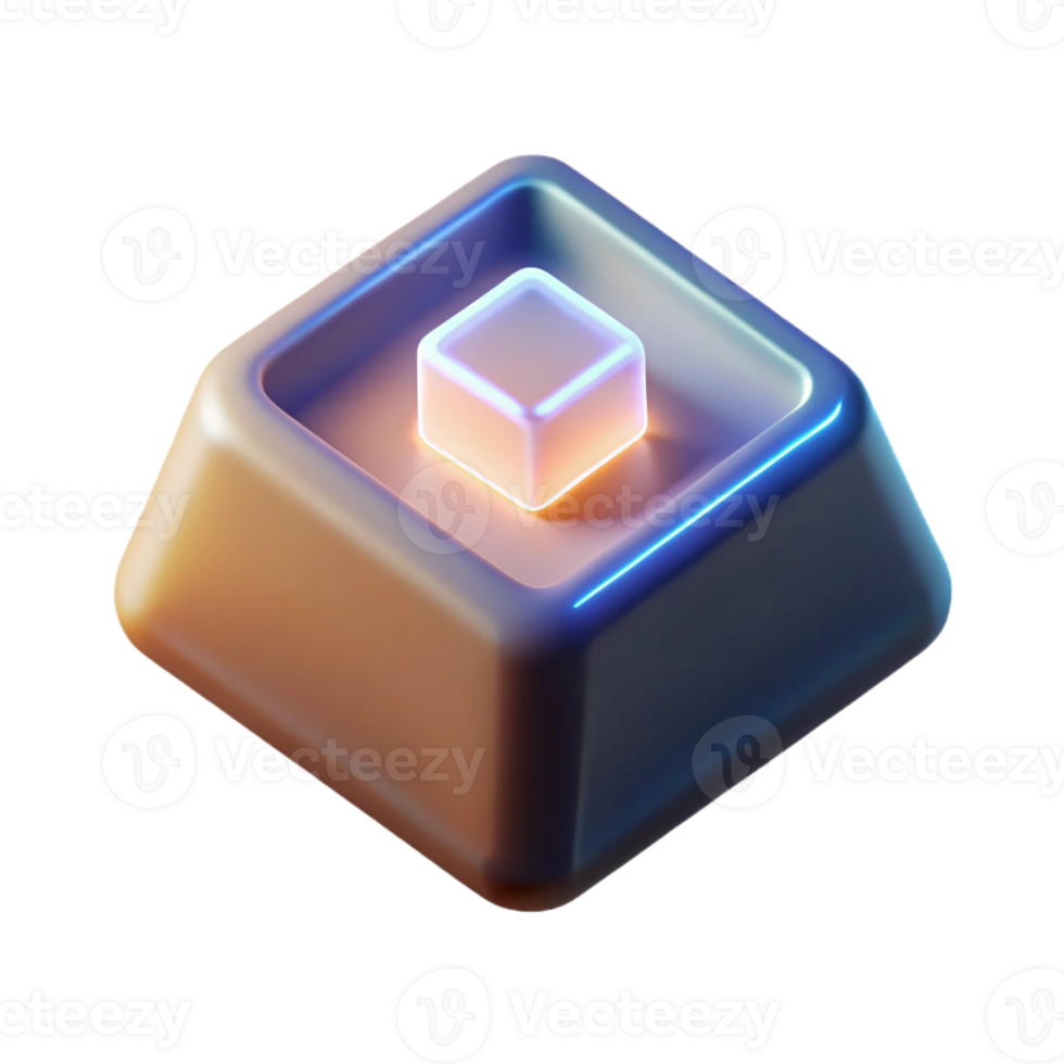 vibrant creative A Single Levitating Keycap with a Glowin premium png