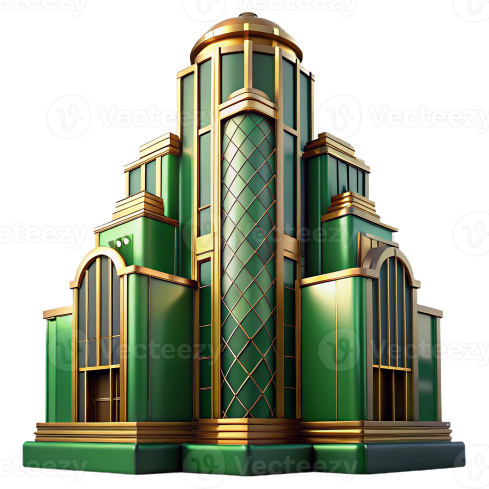 impressive modern Art Deco Skyscraper Emerald Green and Go high quality png
