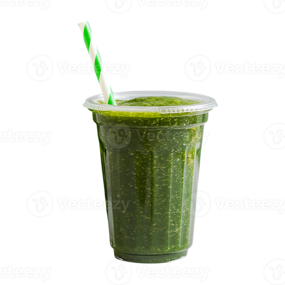 A green smoothie with a straw in it png