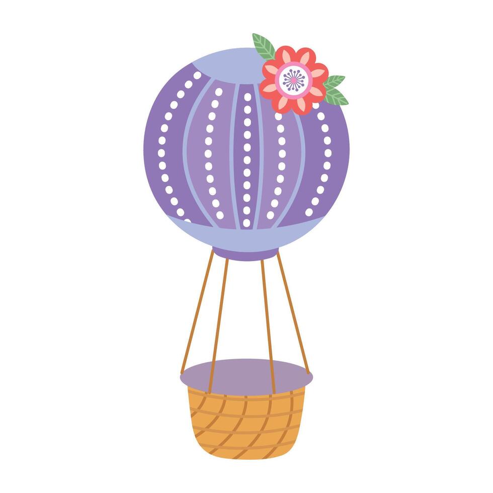 Cute Balloon with flowers on white isolated background vector