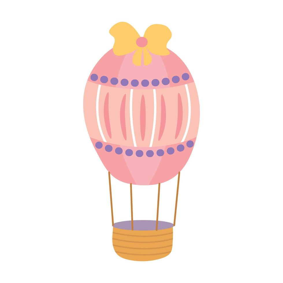 Air balloon with bow on top on white isolated background vector