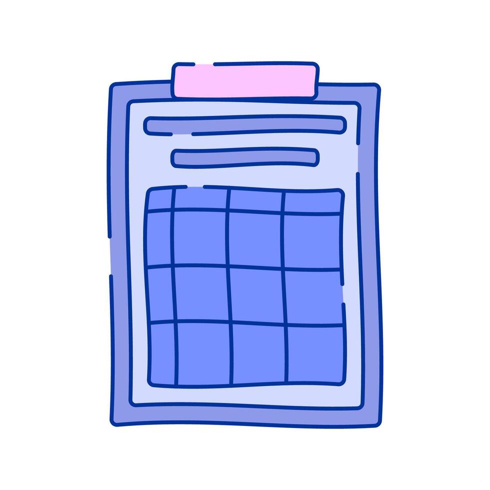Clipboard with Checklist Doodle style, a blue clipboard with a checklist, representing task management and scheduling, ideal for productivity, office, and planning designs. vector