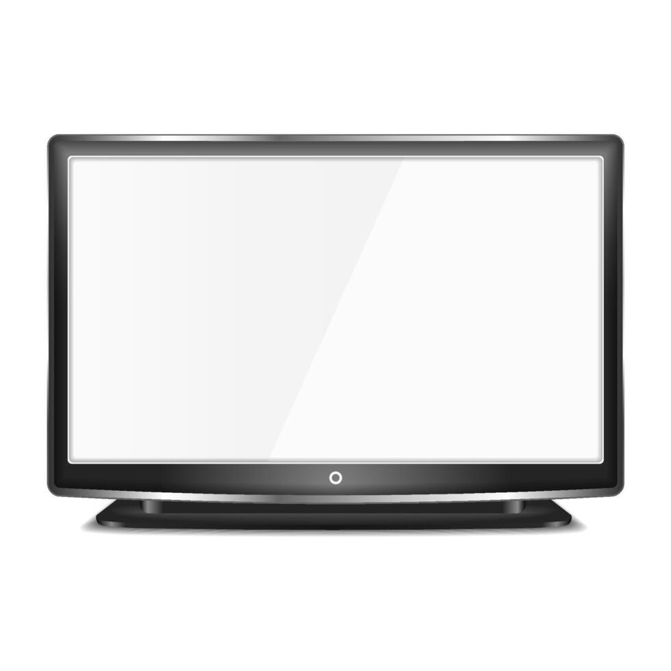 Black LCD TV screen on white background vector