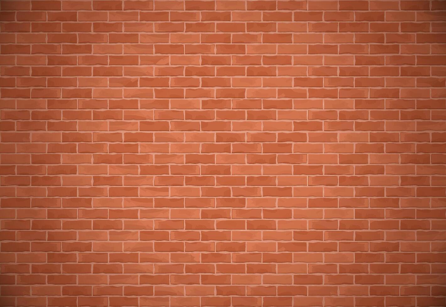 Horizontal brown brick wall with shadow vector