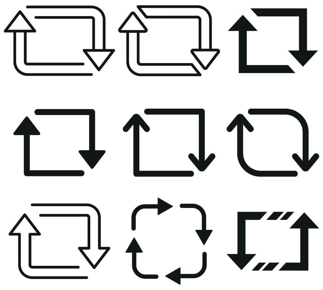 Repost retweet icon, square with swirling arrows recycle vector