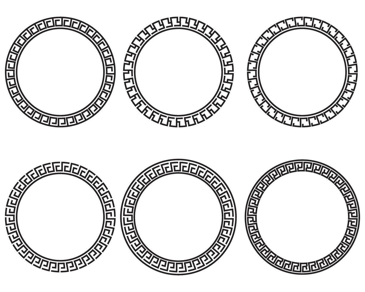 Retro abstract pattern with greek ornament on black background. Geometric pattern decoration. Stock image. vector