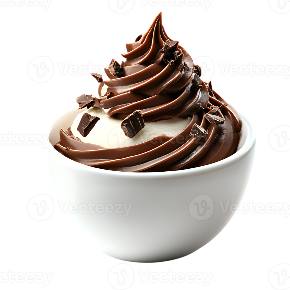 A white bowl with chocolate whipped cream png