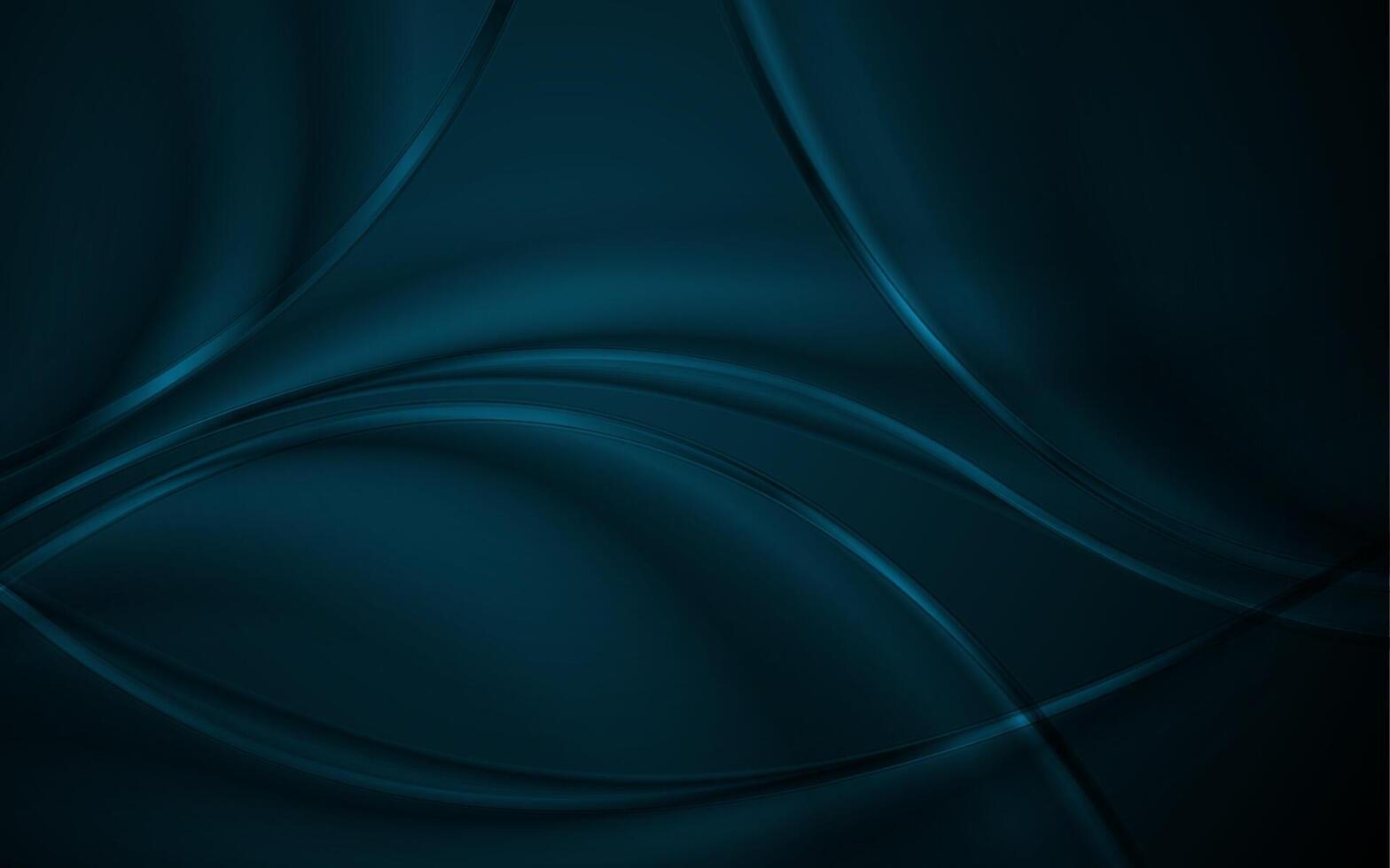 Dark blue smooth glossy waves abstract elegant background vector
