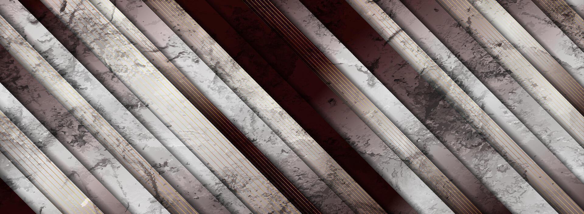 Dark stripes and golden lines abstract grunge banner vector