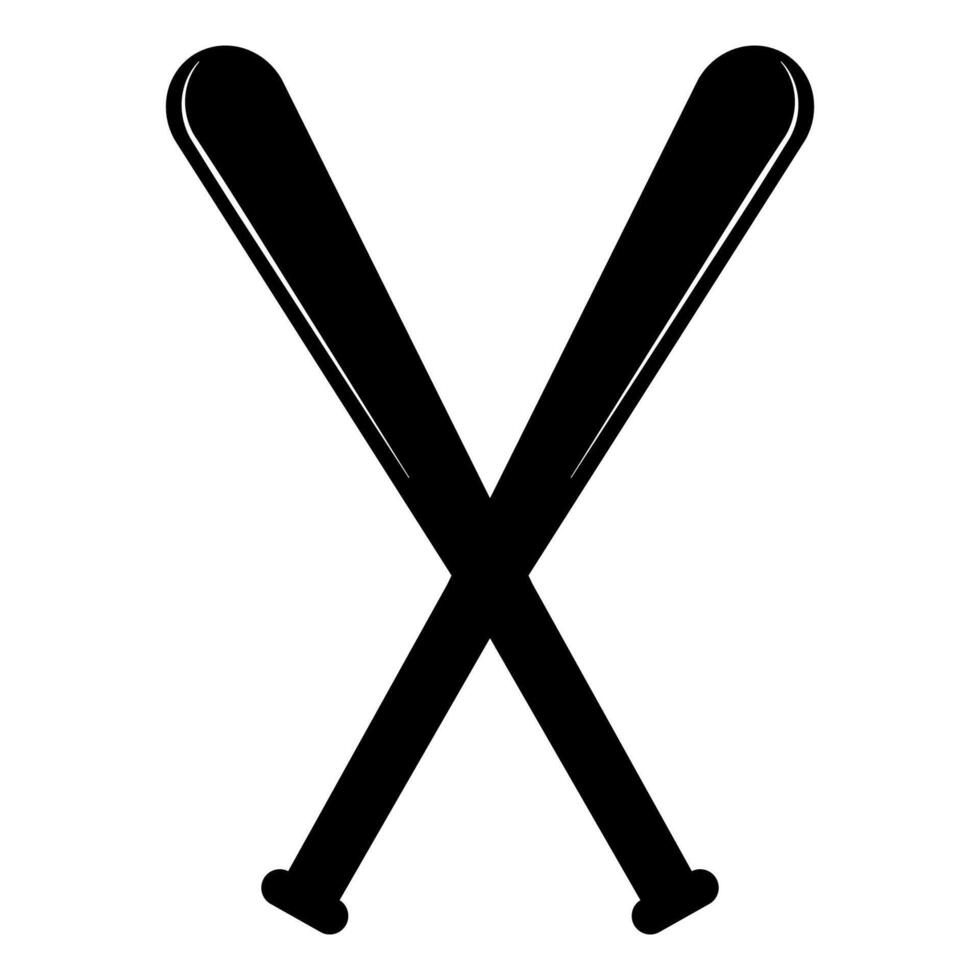 Crossed Baseball Bats Silhouette Against White Background Glory vector