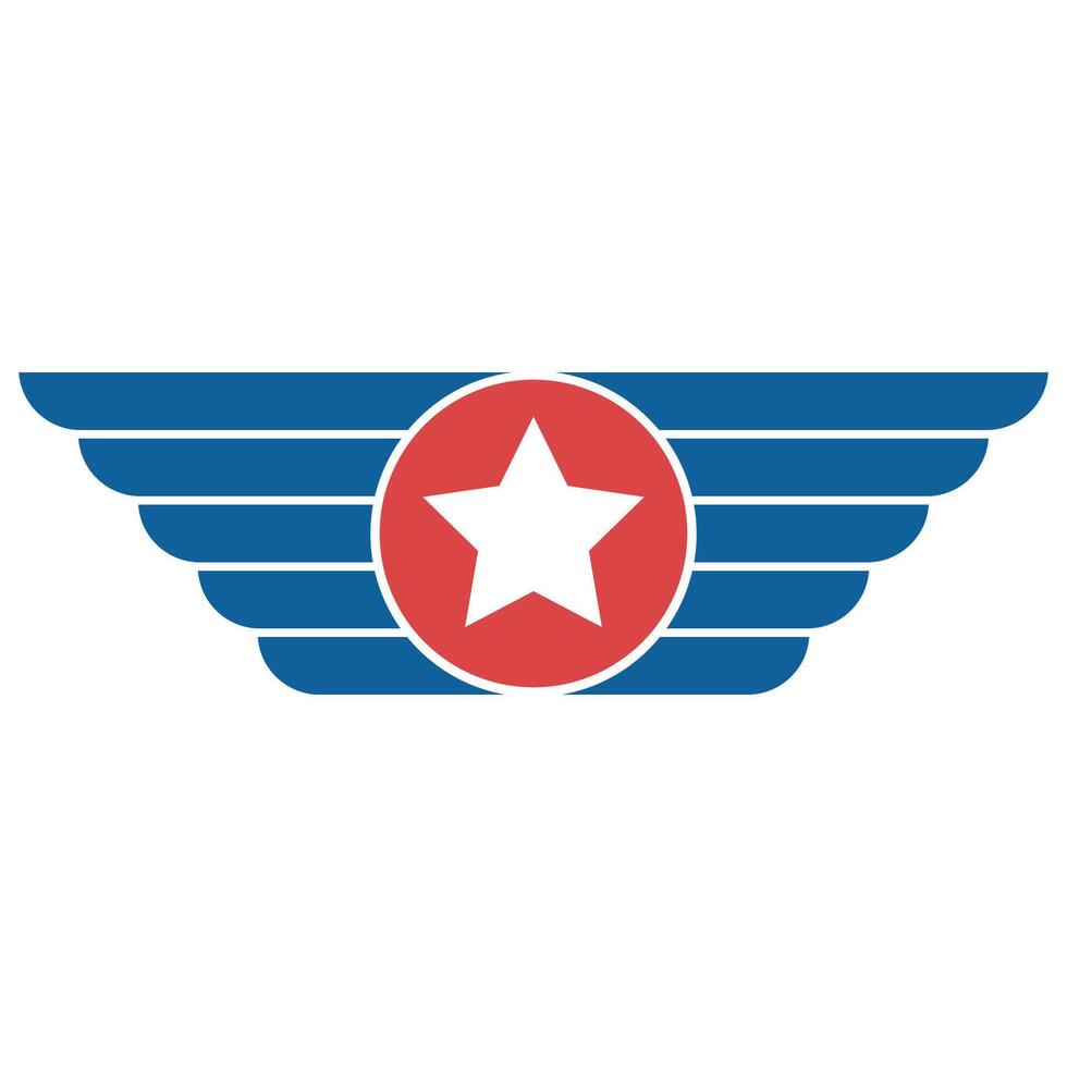 blue wings red circle white star emblem patriotic symbol vector