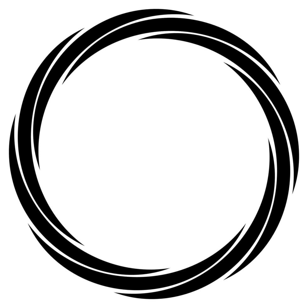 Round circular banner frame, swirling black circle dynamic pattern vector