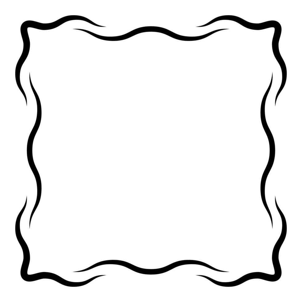 black wavy line border square frame, template element vector
