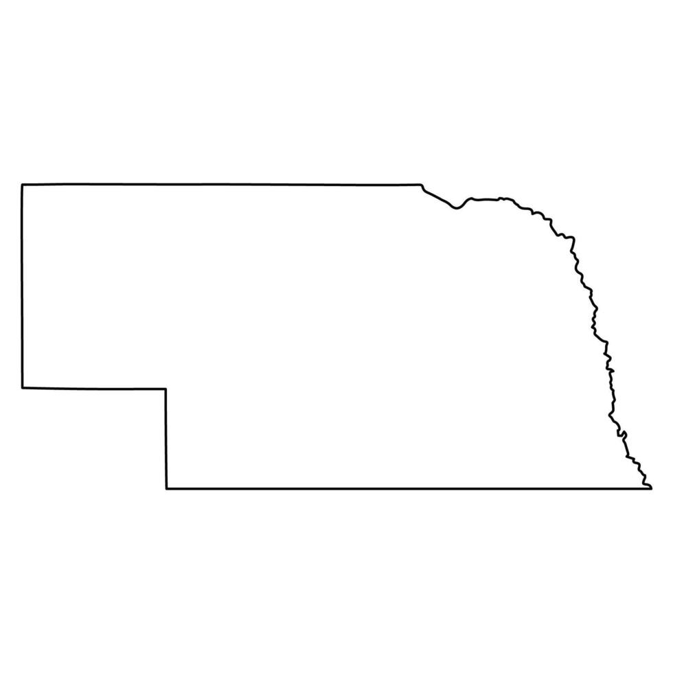Nebraska State Outline Map in Black and White vector