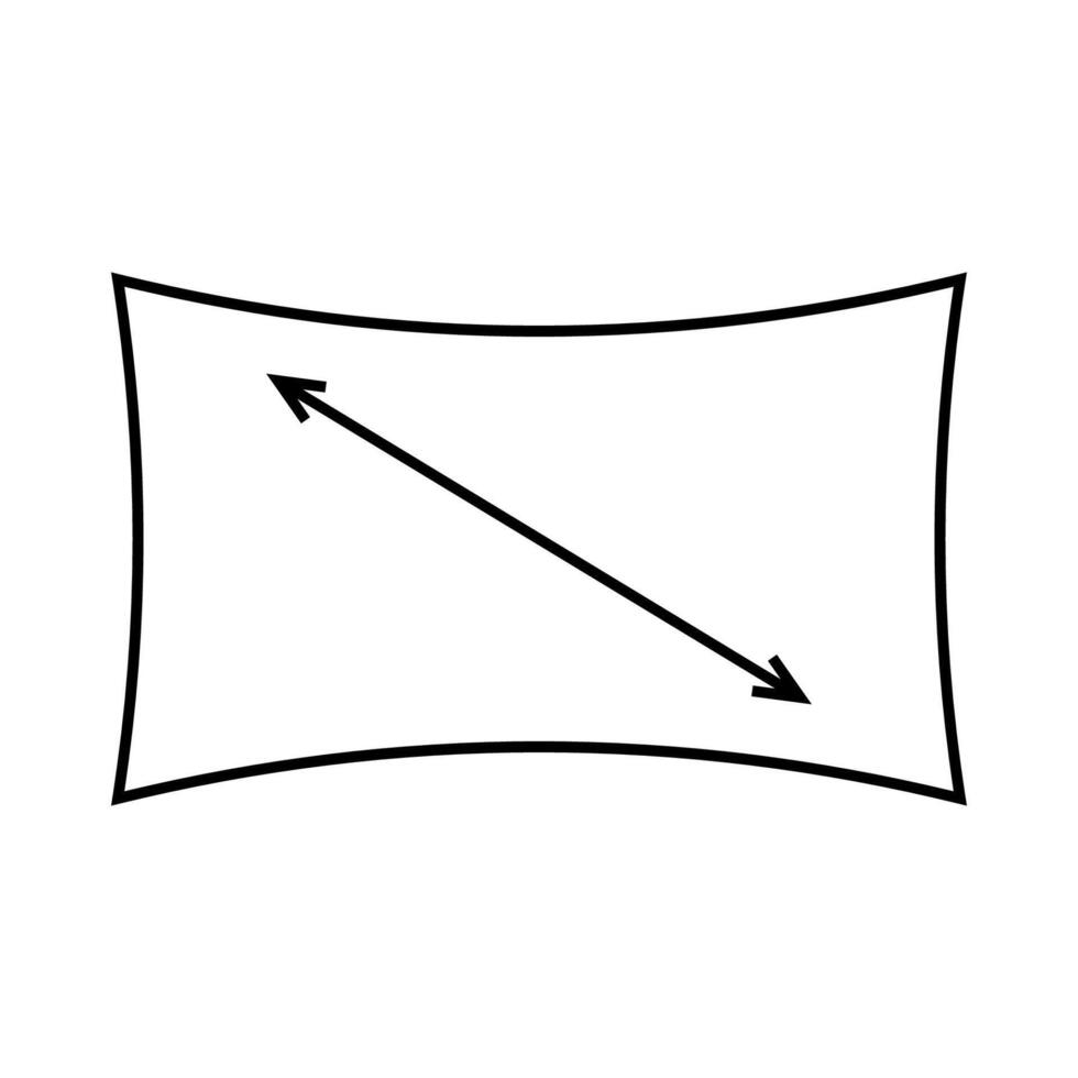 Icon diagonal curved monitor with bold diagonal arrow vector