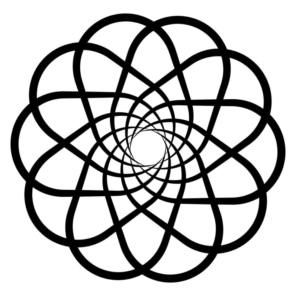Mystical Spiral Dance Infinite Loops, Circular Harmony, Geometric Dance Lines vector