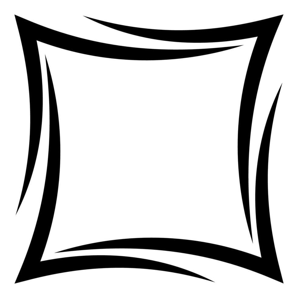 Black Distorted Square Frame, Shape Contour Distortion Effect vector