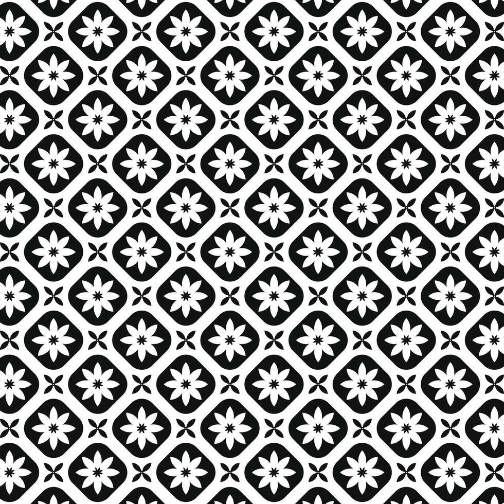 custom made indonesian motif batik floral pattern black and white background vector