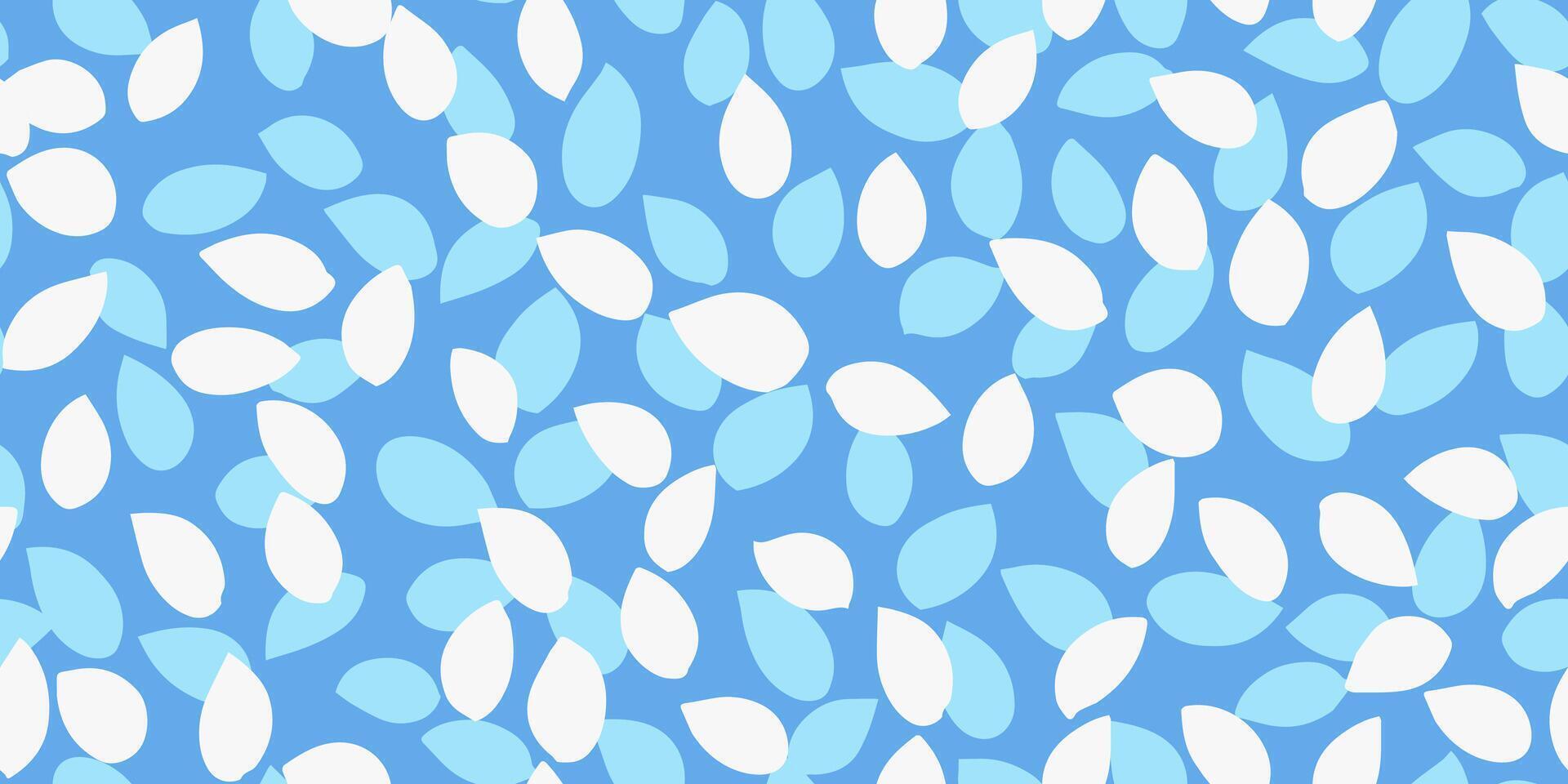 Seamless pattern with abstract petal-like shapes on a blue background. Organic shapes and simple minimal print for textiles, wallpaper, branding, packaging, and decor vector