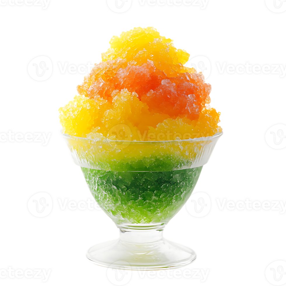 A glass bowl filled with a colorful ice cream png