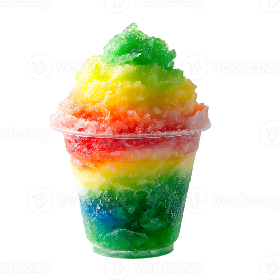 A rainbow colored ice cream in a cup png